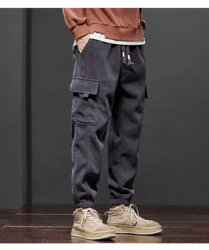 Men's Elastic Waist Drawstring Jogger Pants Stretch Straight Harem Cargo Ankle-Length