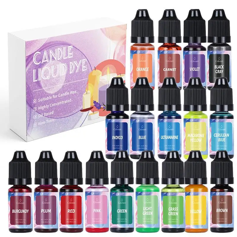 Candle Dye Liquid Colorant Kit – Pigment Set for DIY Candles & Soap, Compatible with Soy Beeswax Gel Paraffin (10ml / 5ml Bottles)