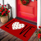 Valentine's Day Heart Welcome Doormat Rectangular Mat with Red White Heart Design Hand Washable for Home Entrance Home Decor