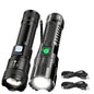 Tactical LED Flashlight — USB-C Rechargeable, Zoomable, Waterproof