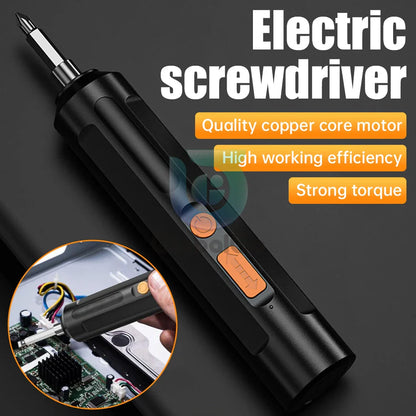 USB Rechargeable Cordless Electric Screwdriver - Precision Wireless Drill with Bit Kit
