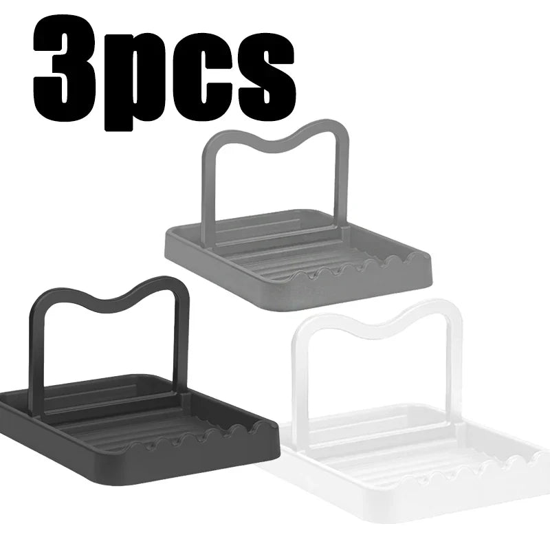 1-3 Pack Foldable Spatula & Pot Lid Holder - Multifunctional Upright Kitchen Draining Rack Wave Anti-Slip Organizer