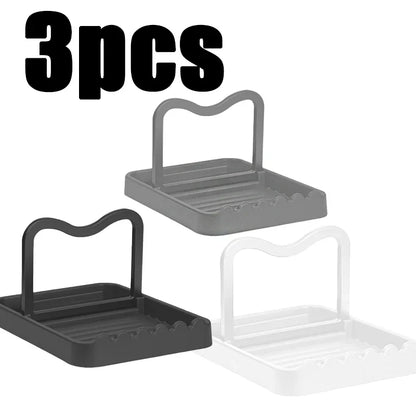 1-3 Pack Foldable Spatula & Pot Lid Holder - Multifunctional Upright Kitchen Draining Rack Wave Anti-Slip Organizer
