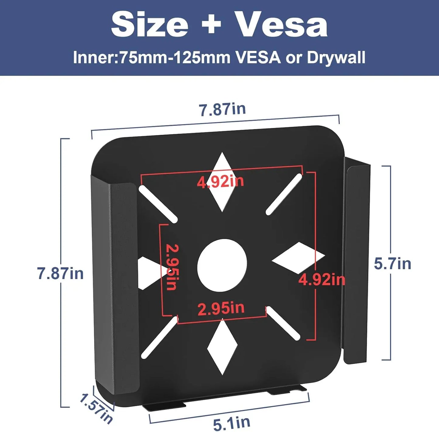 Display Bracket for Mac mini M2 Pro 2024 Under Desk Stand Holder for VESA Connection Bracket For 2010-2023 M2 Pro Wall Mount