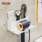 Wall-Mounted Hair Dryer & Straightener Holder – No-Drill Adhesive Hairdryer Organizer, ABS Bathroom Cradle