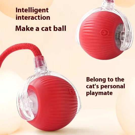 Interactive Rechargeable Cat Ball Toy with Faux Fur Tail — Automatic Rolling Smart Pet Ball (USB-C) for Cats & Small Dogs