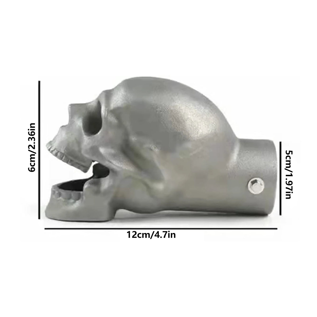 Silver Alloy Skull Exhaust Tip for 5cm Car or Motorcycle Pipes