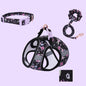 Adjustable Soft Vest Harness & Leash Set for Small & Medium Dogs & Cats – Reflective Printed Puppy Harness with Wrist Leash and Collar