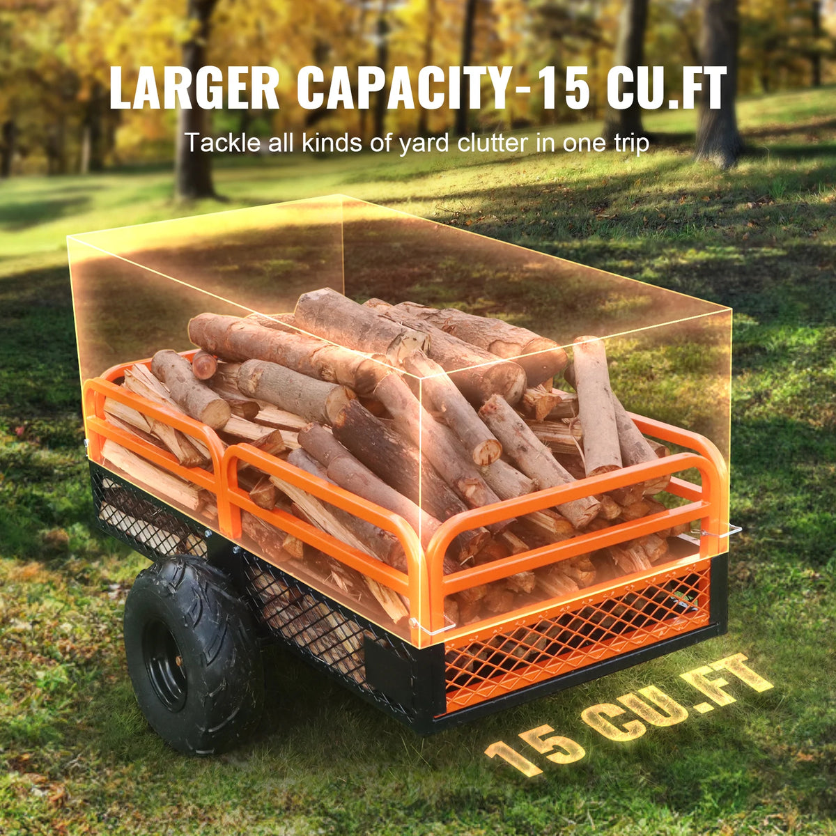SucceBuy ATV Tow-Behind Dump Cart, Heavy-Duty Steel Trailer