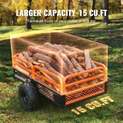 SucceBuy ATV Tow-Behind Dump Cart, Heavy-Duty Steel Trailer