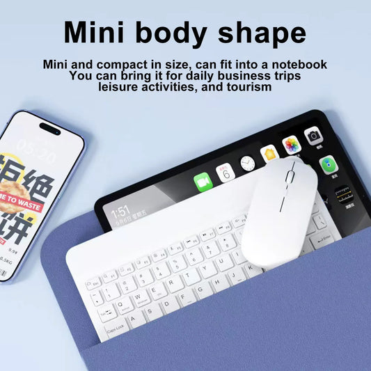 Bluetooth Wireless Keyboard + Mouse Combo for iPad, Android & Windows Tablets – Portable Multi-Device Keyboard