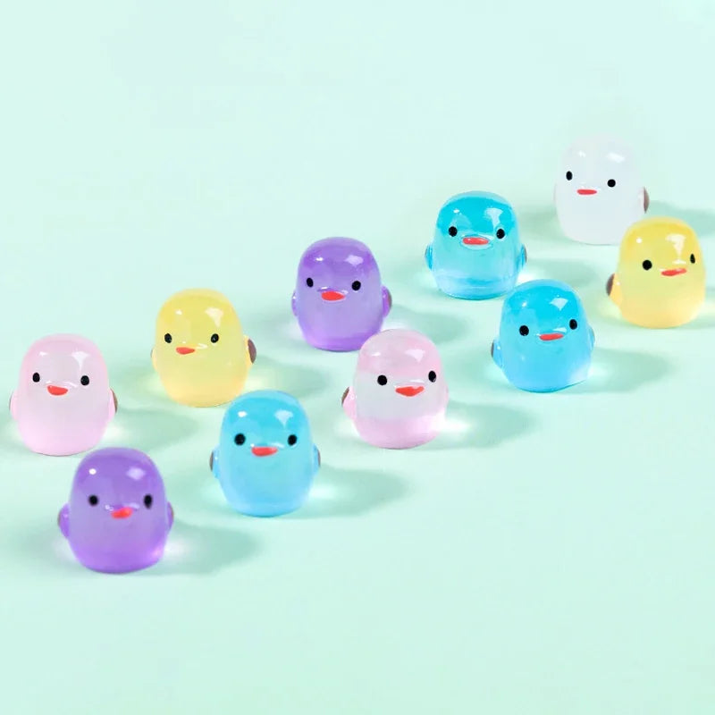 20-100Pcs Cartoon Luminous Chick Miniature Resin Figurines DIY Landscape Decoration Creative Home Decoration Accessories Gifts