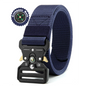 Unisex Tactical Nylon Canvas Belt with Compass, Durable Outdoor & Jeans Belt 1.5 in (3.8 cm) Wide