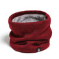 Unisex Cashmere-Like Plush Ring Scarf Knitted Snood Neck Warmer with Face Mask
