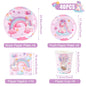 Unicorn Disposable Tableware Set Plates Cups Napkins Birthday Party Decoration Kids Boy Girl Wedding Birthday Party Supplies