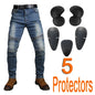 Motorcycle Riding Jeans with Removable CE Level 1/2 Knee Armor, Kevlar Racing Moto Pants