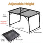 Portable Low Folding Camping Table — Compact Retractable Outdoor Picnic & Barbecue Table, Stainless Steel
