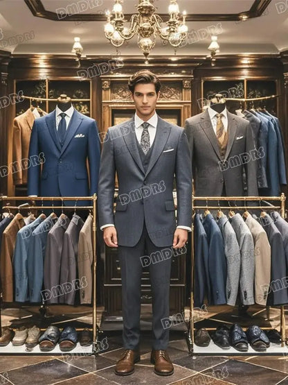 2-Piece Luxury Suit Set for Men, Jacket and Pants Double Breasted Suit