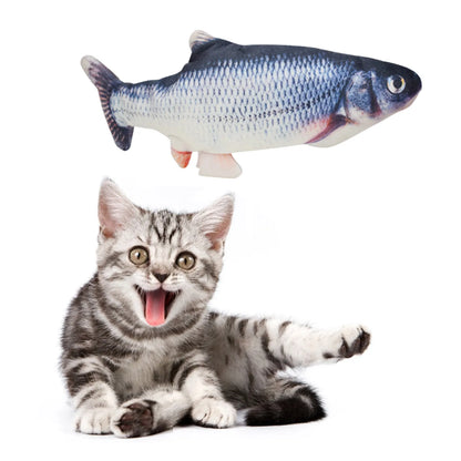 USB Rechargeable Floppy Fish Cat Toy - Interactive Electronic Plush Fish for Cats & Dogs