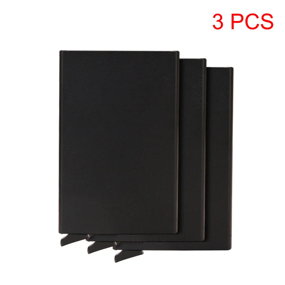 RFID Metal Pop-Up Card Holder Wallet – Slim Minimalist Small Black Unisex