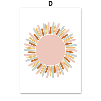 Kawaii Angel Girls Rabbit Sun Rainbow Cloud Cartoon Children Posters Canvas Painting Wall Art Print Picture Baby Kids Room Decor