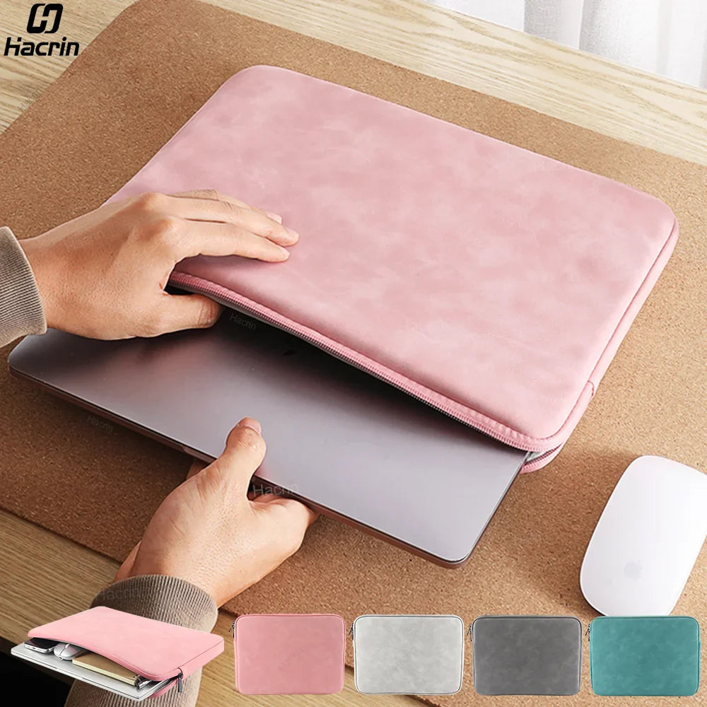 PU Laptop Sleeve Bag 12–15.6 Inch — Shockproof, Foam & Fleece Lined
