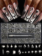 21 Grid Nail Art Rhinestone Set - Multi-Style Flat Bottom Glass Diamonds