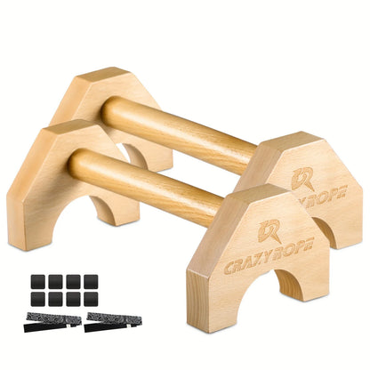 Pair Wooden Push-Up Bars – Portable Pushup Stands for Strength Training & Handstand Practice