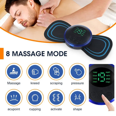 Portable EMS Neck and Body Muscle Stimulator Mini Electric Massager for Neck, Back, Calf & Joint Pain Relief