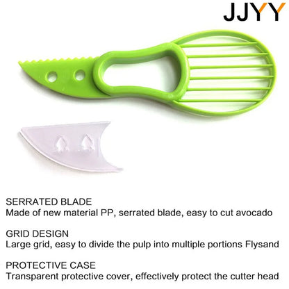 3-in-1 Avocado Slicer Corer Peeler – Plastic Fruit & Vegetable Cutter with Pitter