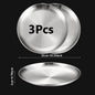 3-Piece Stainless Steel Round Shallow Plates Set – Rust-Resistant Camping, BBQ & Picnic Dishes (14–30 cm / 5.5–11.8 in)