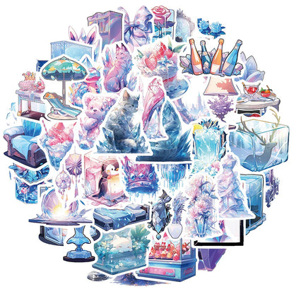 10/30/50PCS Cute Ice World Aesthetic Stickers Cartoon INS Style Decals Laptop Notebook Phone Decoration Graffiti Sticker Kid Toy
