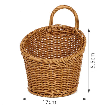 Wall-mounted Vegetable Basket Fruit and Sundry Basket Weave Storage Basket Kitchen Storage Home Decoration