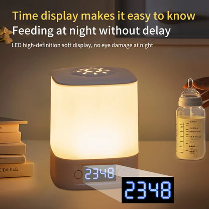 Rechargeable LED Night Light with Clock Display - USB Bedside Lamp, Touch & Remote, Adjustable Brightness & Color Temperature for Nursery & Reading