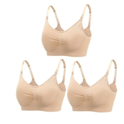 3-Pack Seamless Maternity Nursing Bras – Wireless Breathable Nursing Bra with Removable Pads & Front/Back Closure