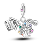 925 Sterling Silver Pink Butterfly & Luminous Firefly Charm – Dangle Bead for Bracelet or Necklace | Elegant DIY Jewelry Gift for Women