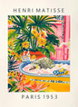 Black cat on toilet, Bathroom wall art, Matisse poster, Funny bathroom decor, Pink tropical decor