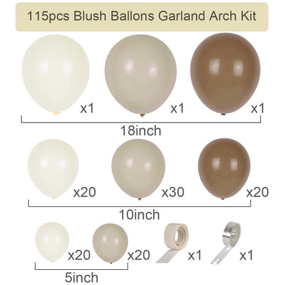 Sand White Balloon Garland Arch Kit Happy Birthday Party Decoration Kids Baby Shower Globos Wedding Birthday Party Latex Ballons