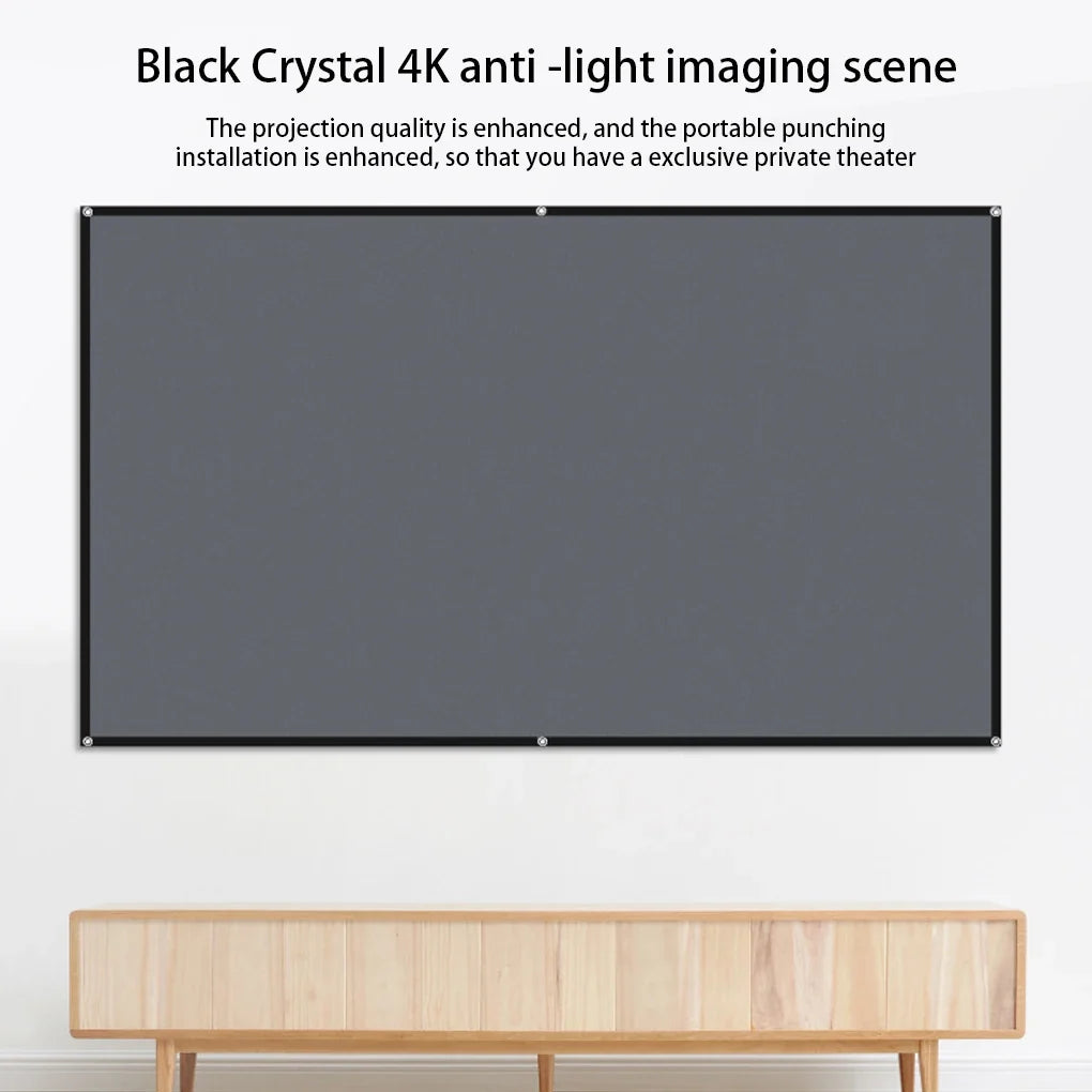 Home office business projector, portable movie screen, 60-133 inches, metal anti light screen hook for daytime viewing