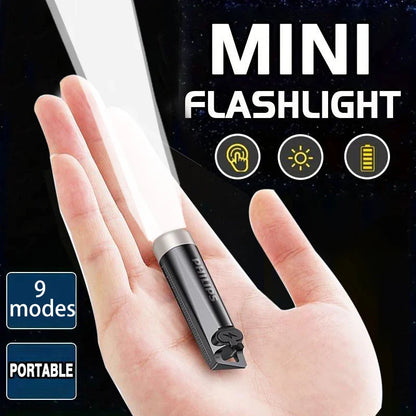 Mini EDC Keychain Flashlight — USB-C, UV, SOS, Waterproof