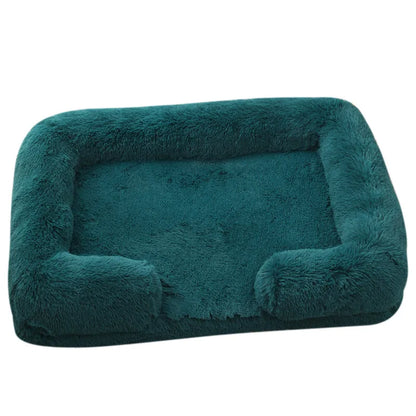 Plush Dog Bed with Removable Cover – Thickened Winter Pet Sofa Pad, Square, Small & Large