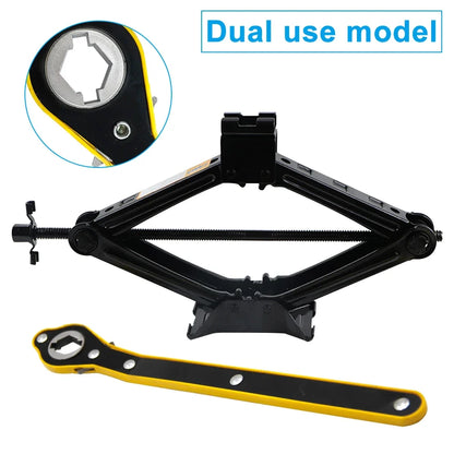 Universal Car Jack Crank Handle Set — 2-Piece Labor-Saving Ratchet Wrench & Cross Handle Accessories