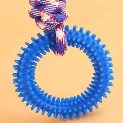 Interactive Spiked Dog Ring Toy - Rubber Chew for Teeth Cleaning & Training
