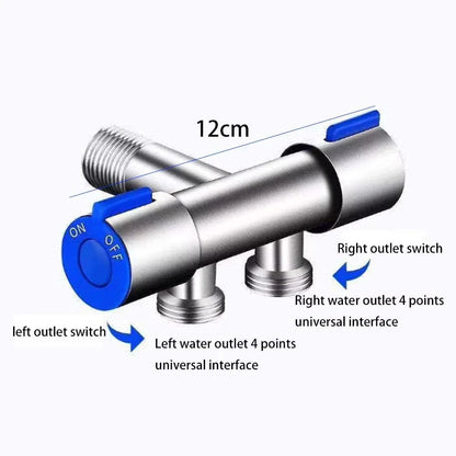 Double-Handle Stainless Steel Bathroom Faucet - Dual Control Cold Water Washing Machine Angle Valve