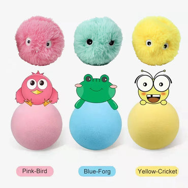 Interactive Plush Catnip Squeak Ball — 50mm (2 in) Touch-Activated Sound Toy for Cats & Kittens, Assorted Colors
