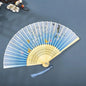 Hand Fan Foldable Silk Fan Noodles Bamboo Fan Bones Halloween Cosplay Prop Christmas Wedding Decoration Party Gifts Art Crafts