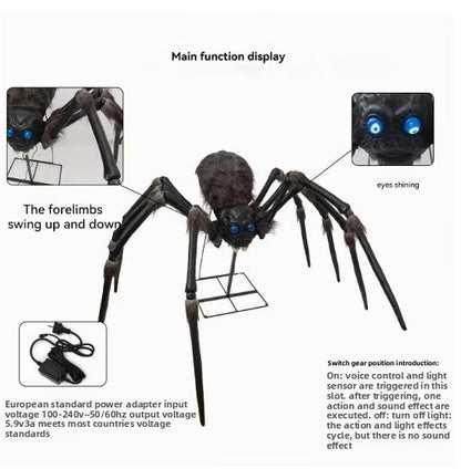 6.1 ft Animated Halloween Spider, Light-Up and Motion Activated