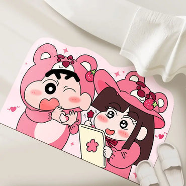 Quick-Drying Absorbent Bath Mat – Soft Cartoon Anime Bathroom Rug, Water-Absorbent Home Gift