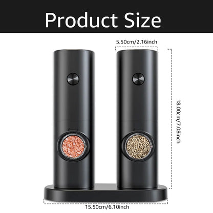 Electric Automatic Salt & Pepper Grinder Set — Battery-Powered Mill with LED Light & Adjustable Coarseness