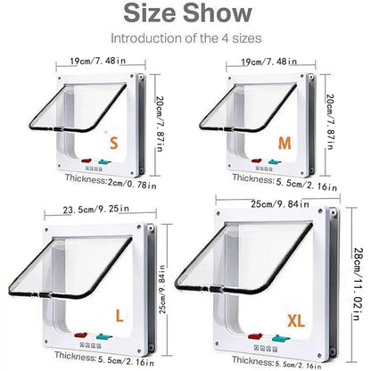 Pet Flap Door with 4-Way Security Lock — ABS Plastic Cat & Small Dog Door Kit